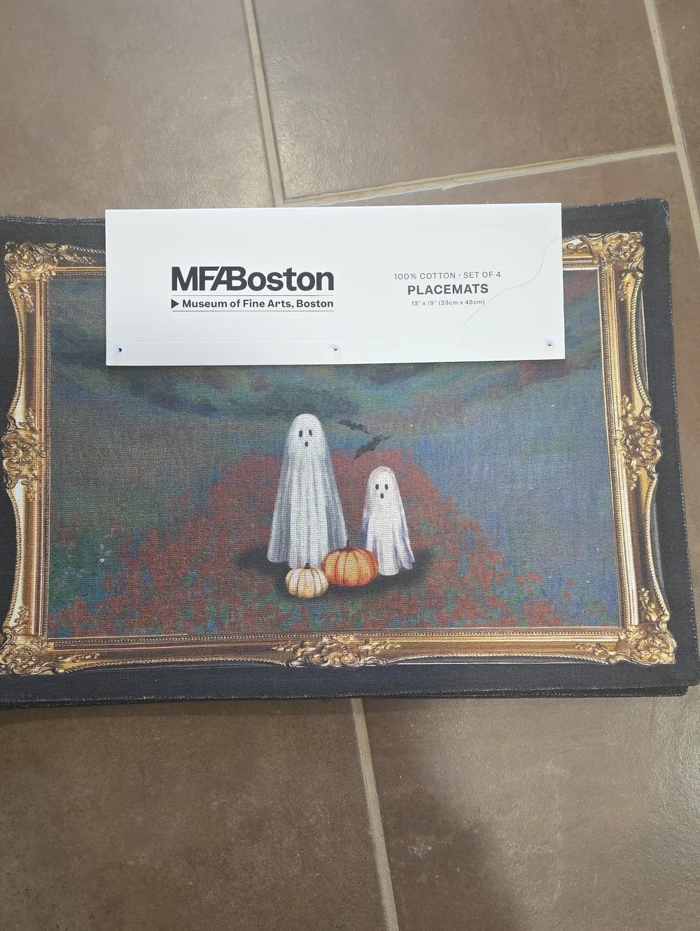 Nwt MFA Boston Ghost & Pumpkin Cotton Placemats - Set of 4, Multicolor